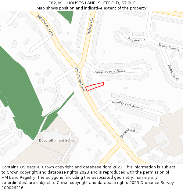 182, MILLHOUSES LANE, SHEFFIELD, S7 2HE: Location map and indicative extent of plot