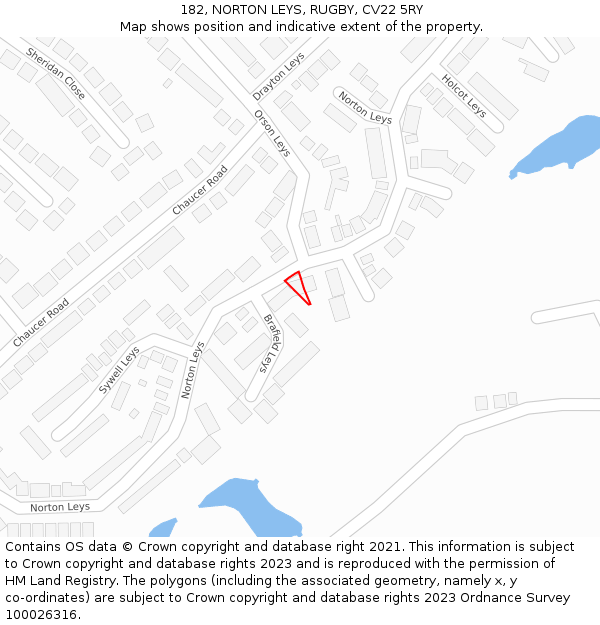 182, NORTON LEYS, RUGBY, CV22 5RY: Location map and indicative extent of plot