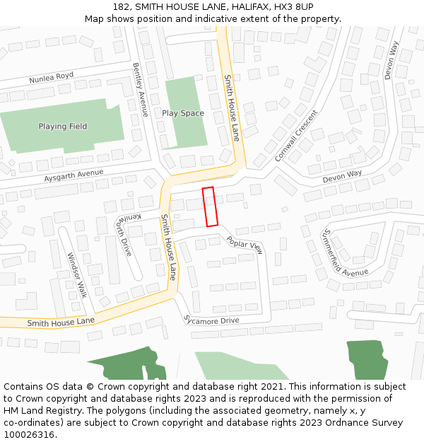 182, SMITH HOUSE LANE, HALIFAX, HX3 8UP: Location map and indicative extent of plot