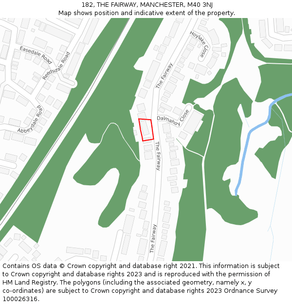 182, THE FAIRWAY, MANCHESTER, M40 3NJ: Location map and indicative extent of plot