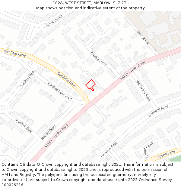 182A, WEST STREET, MARLOW, SL7 2BU: Location map and indicative extent of plot