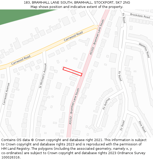 183, BRAMHALL LANE SOUTH, BRAMHALL, STOCKPORT, SK7 2NG: Location map and indicative extent of plot