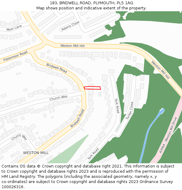 183, BRIDWELL ROAD, PLYMOUTH, PL5 1AG: Location map and indicative extent of plot