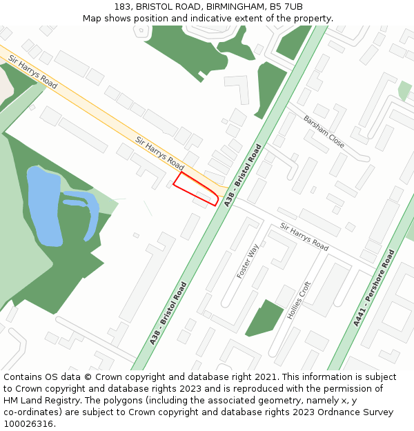 183, BRISTOL ROAD, BIRMINGHAM, B5 7UB: Location map and indicative extent of plot