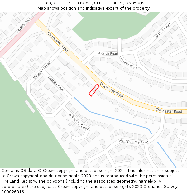 183, CHICHESTER ROAD, CLEETHORPES, DN35 0JN: Location map and indicative extent of plot