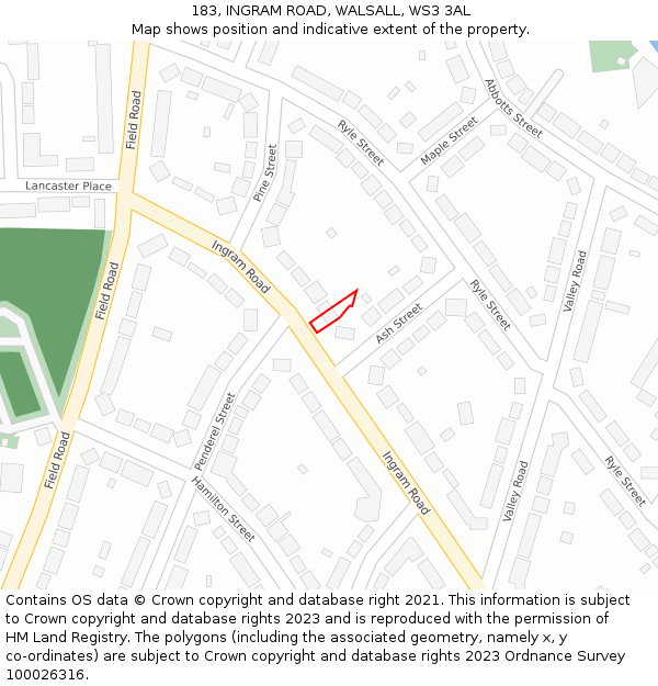 183, INGRAM ROAD, WALSALL, WS3 3AL: Location map and indicative extent of plot