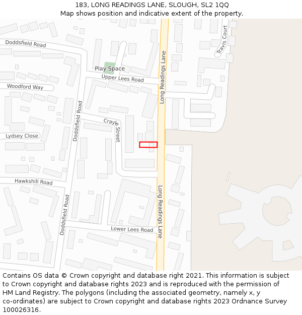 183, LONG READINGS LANE, SLOUGH, SL2 1QQ: Location map and indicative extent of plot