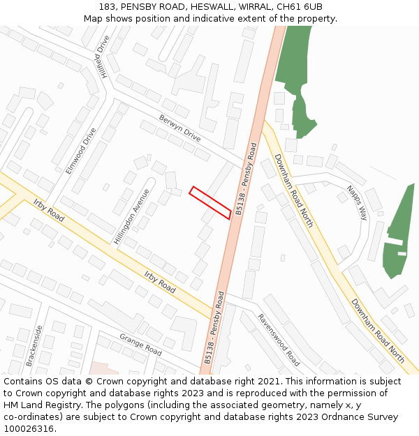 183, PENSBY ROAD, HESWALL, WIRRAL, CH61 6UB: Location map and indicative extent of plot