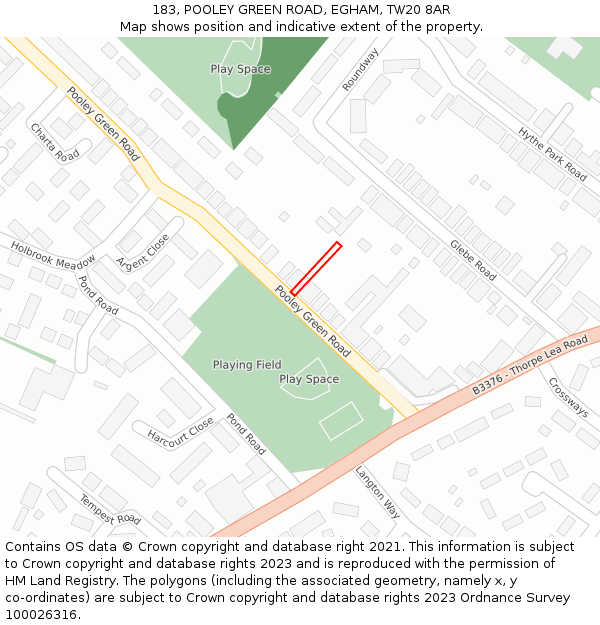 183, POOLEY GREEN ROAD, EGHAM, TW20 8AR: Location map and indicative extent of plot