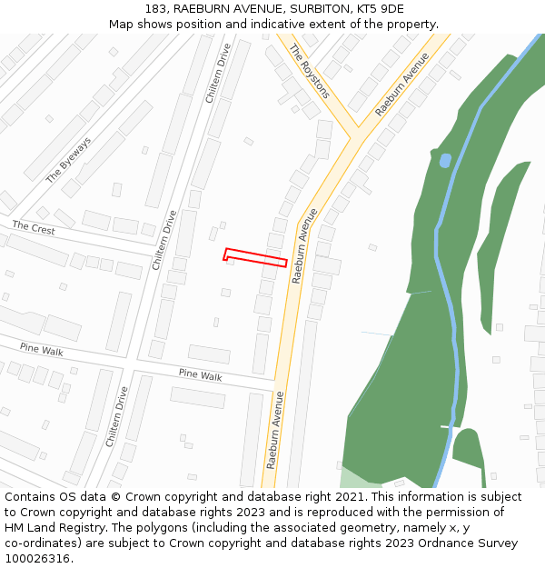 183, RAEBURN AVENUE, SURBITON, KT5 9DE: Location map and indicative extent of plot