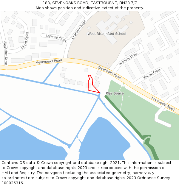 183, SEVENOAKS ROAD, EASTBOURNE, BN23 7JZ: Location map and indicative extent of plot