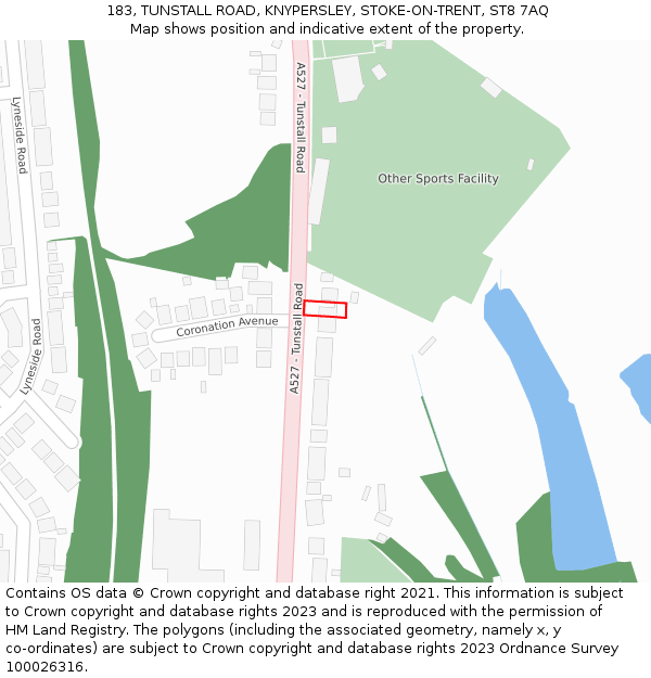 183, TUNSTALL ROAD, KNYPERSLEY, STOKE-ON-TRENT, ST8 7AQ: Location map and indicative extent of plot