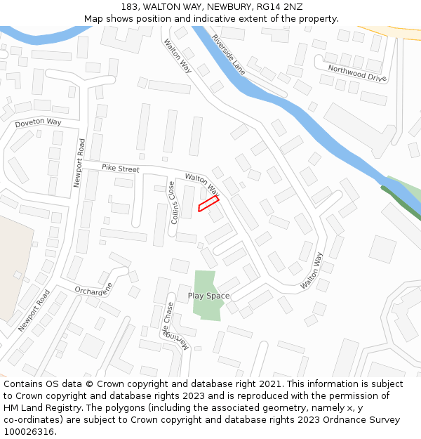 183, WALTON WAY, NEWBURY, RG14 2NZ: Location map and indicative extent of plot