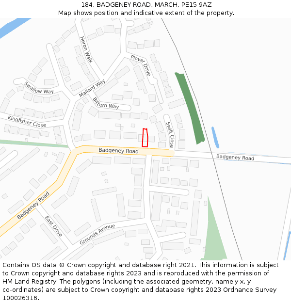 184, BADGENEY ROAD, MARCH, PE15 9AZ: Location map and indicative extent of plot