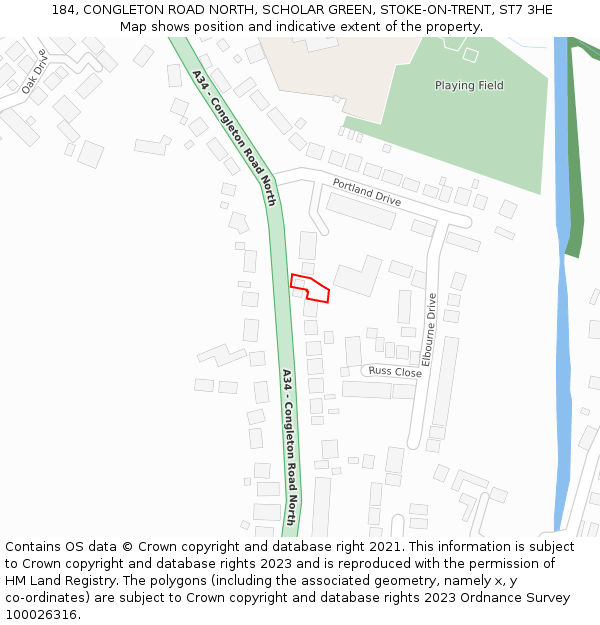 184, CONGLETON ROAD NORTH, SCHOLAR GREEN, STOKE-ON-TRENT, ST7 3HE: Location map and indicative extent of plot