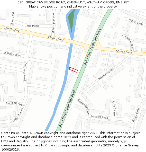 184, GREAT CAMBRIDGE ROAD, CHESHUNT, WALTHAM CROSS, EN8 9ET: Location map and indicative extent of plot