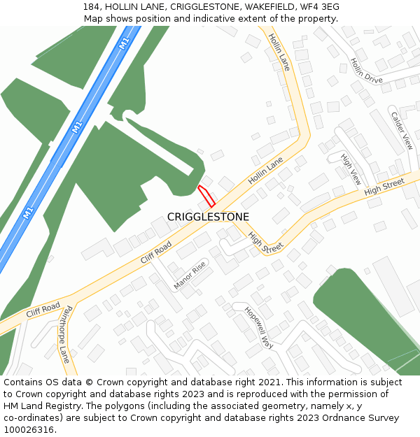 184, HOLLIN LANE, CRIGGLESTONE, WAKEFIELD, WF4 3EG: Location map and indicative extent of plot