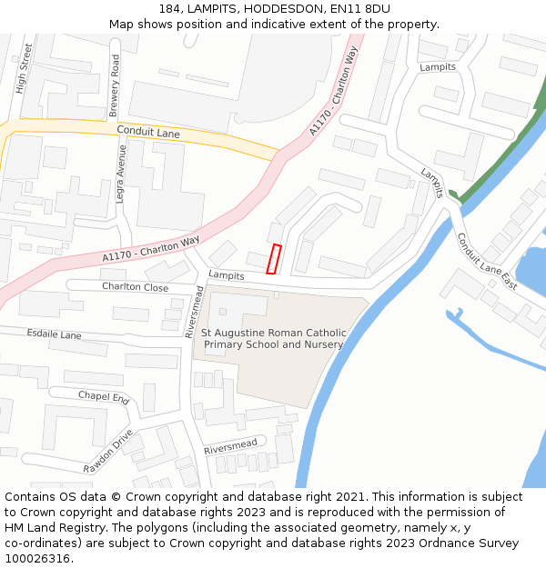 184, LAMPITS, HODDESDON, EN11 8DU: Location map and indicative extent of plot