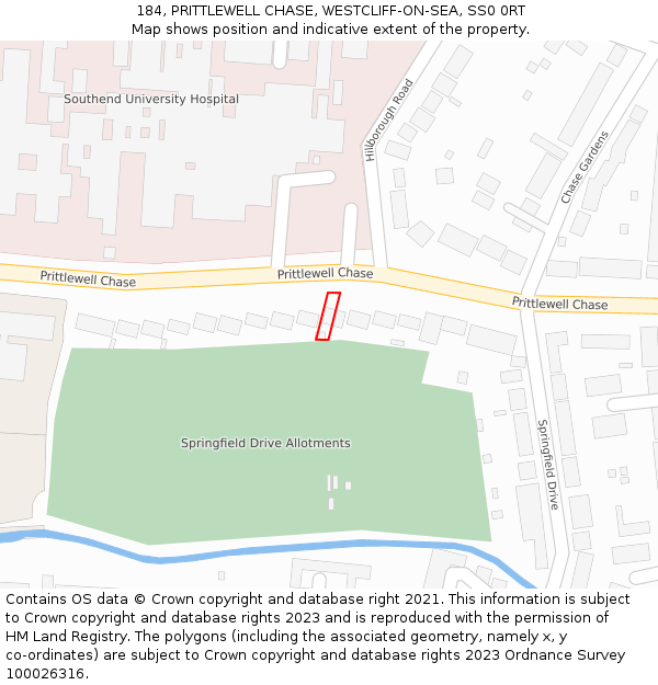 184, PRITTLEWELL CHASE, WESTCLIFF-ON-SEA, SS0 0RT: Location map and indicative extent of plot