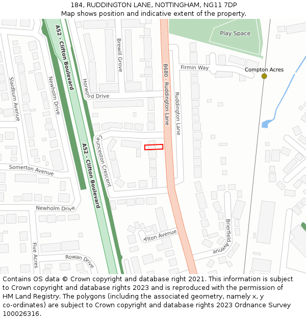 184, RUDDINGTON LANE, NOTTINGHAM, NG11 7DP: Location map and indicative extent of plot