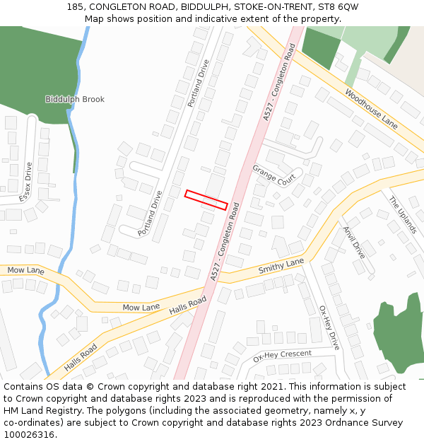 185, CONGLETON ROAD, BIDDULPH, STOKE-ON-TRENT, ST8 6QW: Location map and indicative extent of plot