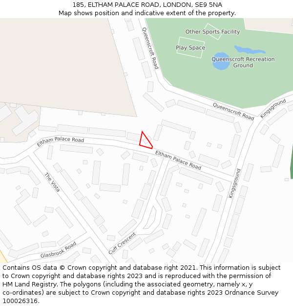 185, ELTHAM PALACE ROAD, LONDON, SE9 5NA: Location map and indicative extent of plot