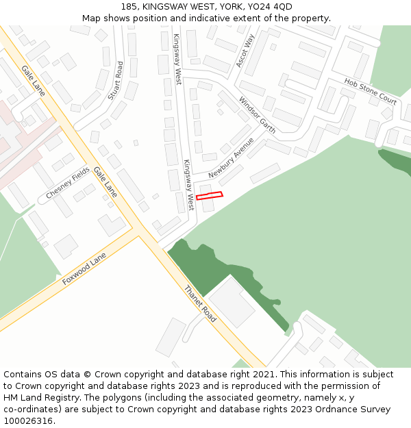 185, KINGSWAY WEST, YORK, YO24 4QD: Location map and indicative extent of plot