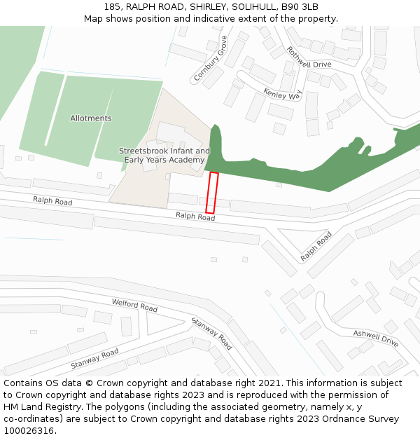 185, RALPH ROAD, SHIRLEY, SOLIHULL, B90 3LB: Location map and indicative extent of plot