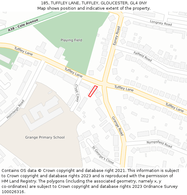 185, TUFFLEY LANE, TUFFLEY, GLOUCESTER, GL4 0NY: Location map and indicative extent of plot