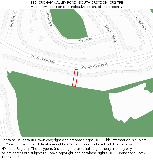 186, CROHAM VALLEY ROAD, SOUTH CROYDON, CR2 7RB: Location map and indicative extent of plot