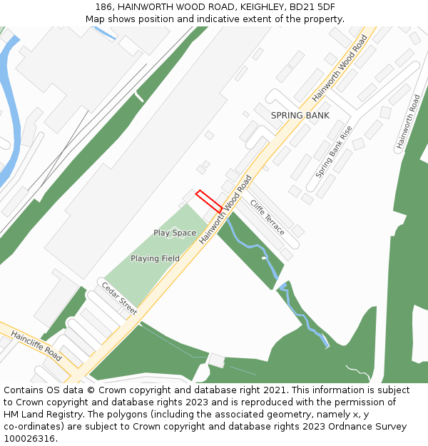 186, HAINWORTH WOOD ROAD, KEIGHLEY, BD21 5DF: Location map and indicative extent of plot