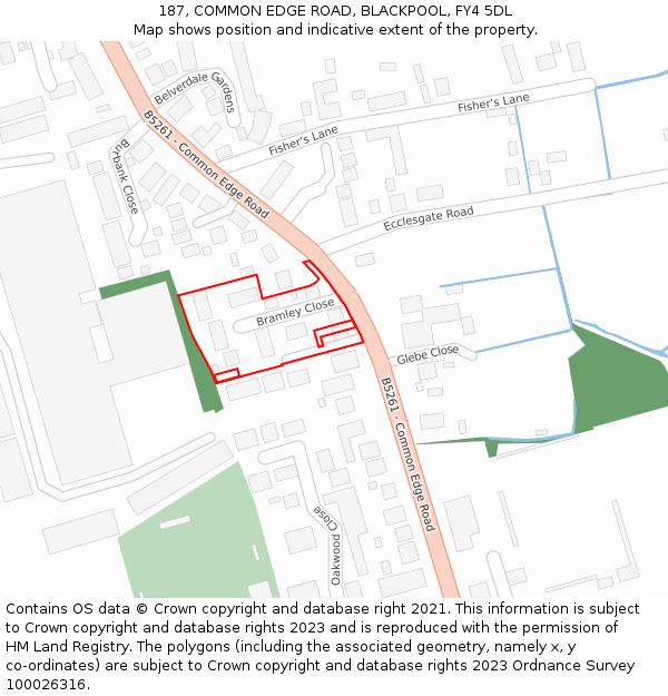 187, COMMON EDGE ROAD, BLACKPOOL, FY4 5DL: Location map and indicative extent of plot