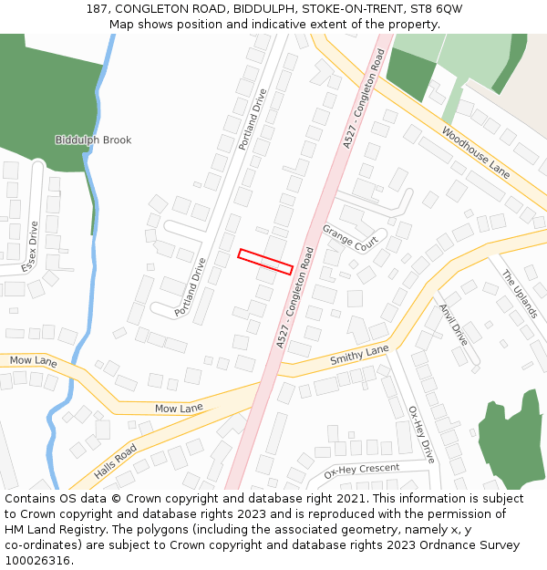 187, CONGLETON ROAD, BIDDULPH, STOKE-ON-TRENT, ST8 6QW: Location map and indicative extent of plot