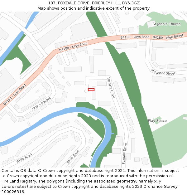 187, FOXDALE DRIVE, BRIERLEY HILL, DY5 3GZ: Location map and indicative extent of plot