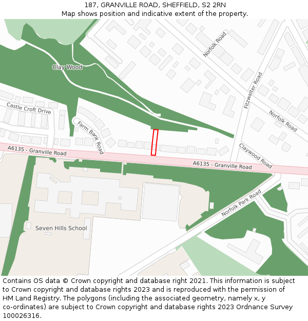 187, GRANVILLE ROAD, SHEFFIELD, S2 2RN: Location map and indicative extent of plot