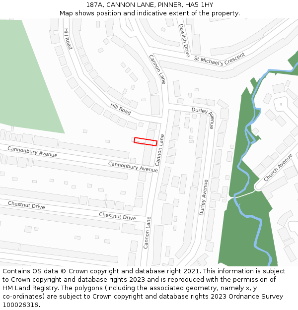 187A, CANNON LANE, PINNER, HA5 1HY: Location map and indicative extent of plot