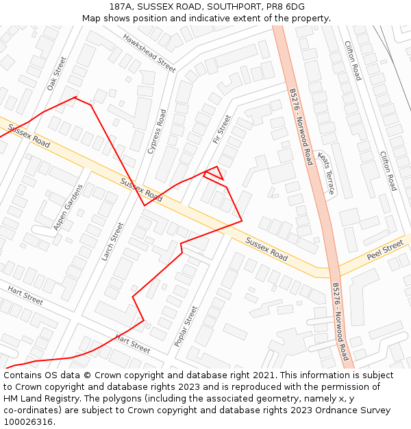 187A, SUSSEX ROAD, SOUTHPORT, PR8 6DG: Location map and indicative extent of plot