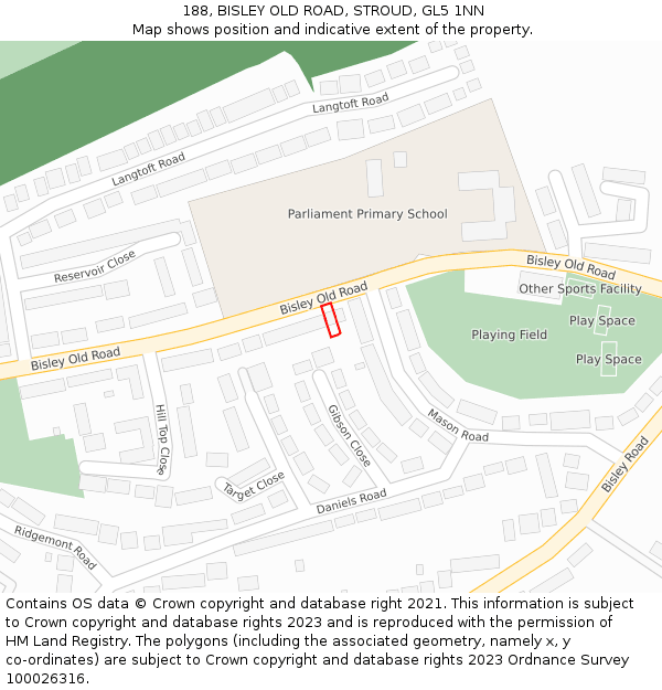 188, BISLEY OLD ROAD, STROUD, GL5 1NN: Location map and indicative extent of plot