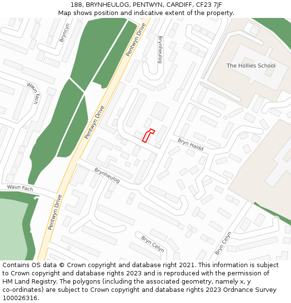 188, BRYNHEULOG, PENTWYN, CARDIFF, CF23 7JF: Location map and indicative extent of plot