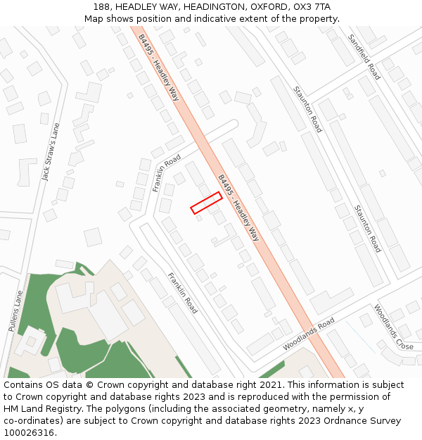 188, HEADLEY WAY, HEADINGTON, OXFORD, OX3 7TA: Location map and indicative extent of plot