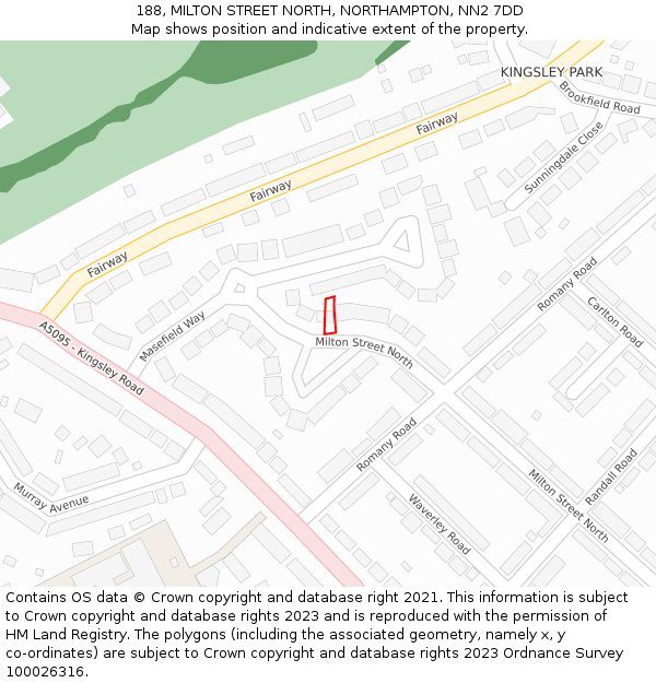 188, MILTON STREET NORTH, NORTHAMPTON, NN2 7DD: Location map and indicative extent of plot