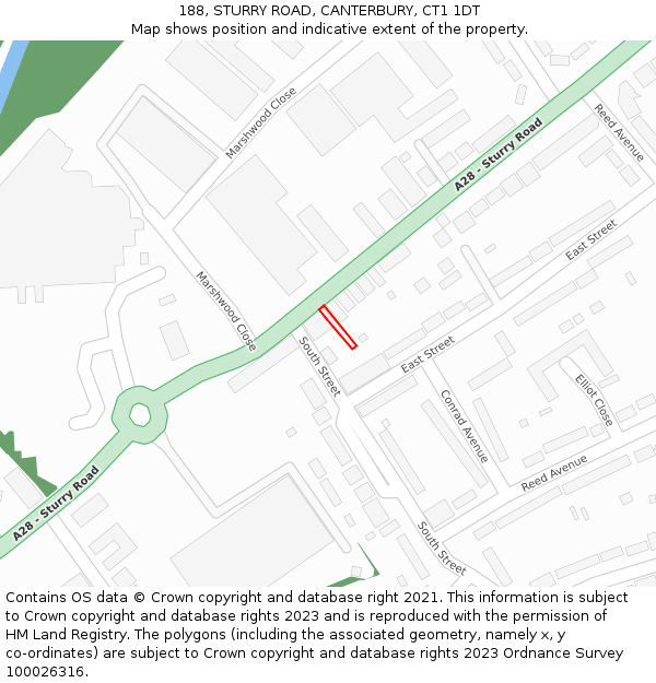 188, STURRY ROAD, CANTERBURY, CT1 1DT: Location map and indicative extent of plot