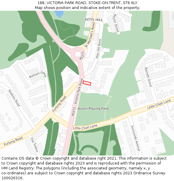 188, VICTORIA PARK ROAD, STOKE-ON-TRENT, ST6 6LY: Location map and indicative extent of plot