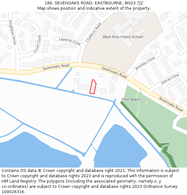 189, SEVENOAKS ROAD, EASTBOURNE, BN23 7JZ: Location map and indicative extent of plot