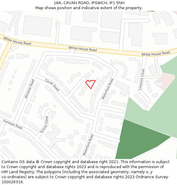 18A, CAVAN ROAD, IPSWICH, IP1 5NH: Location map and indicative extent of plot