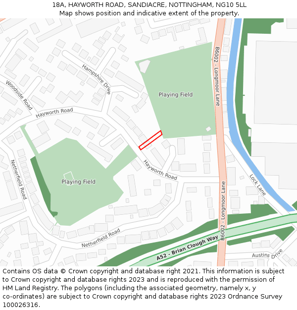 18A, HAYWORTH ROAD, SANDIACRE, NOTTINGHAM, NG10 5LL: Location map and indicative extent of plot