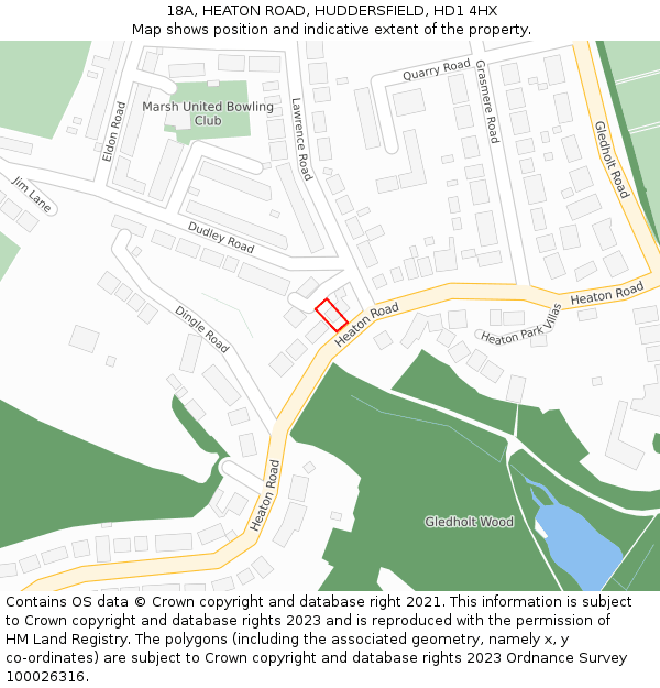 18A, HEATON ROAD, HUDDERSFIELD, HD1 4HX: Location map and indicative extent of plot