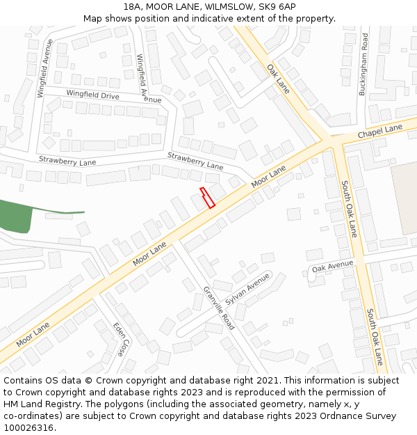 18A, MOOR LANE, WILMSLOW, SK9 6AP: Location map and indicative extent of plot