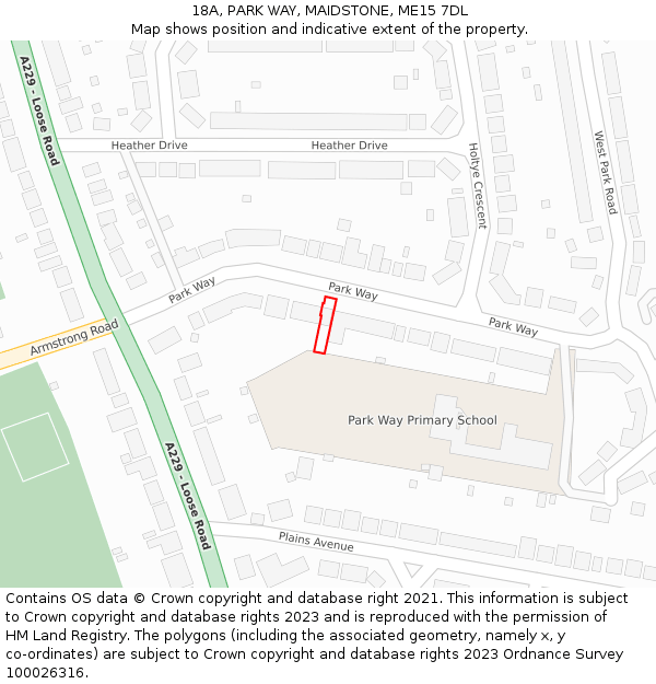 18A, PARK WAY, MAIDSTONE, ME15 7DL: Location map and indicative extent of plot