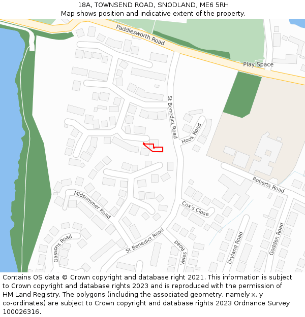 18A, TOWNSEND ROAD, SNODLAND, ME6 5RH: Location map and indicative extent of plot